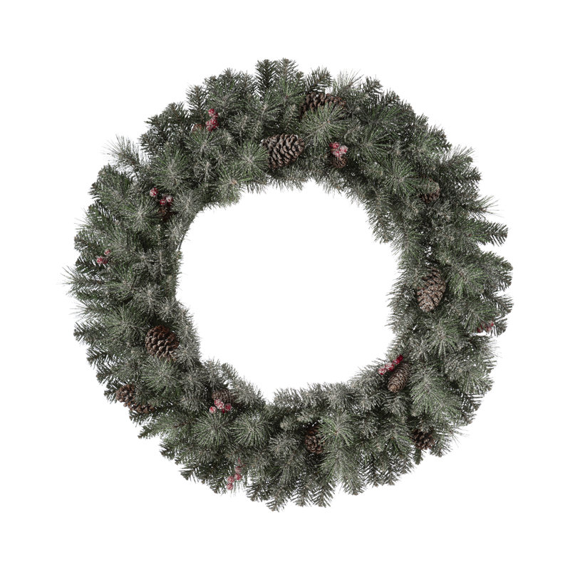 Couronne de Noël scintillante avec 50 lumières et pomme de pin Heyder, H 6,25 po x l 36 po x P 36 po