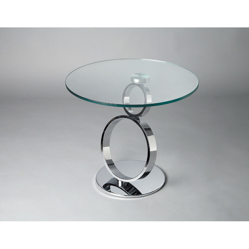 Tobias End Table, Chrome, White Ceramic