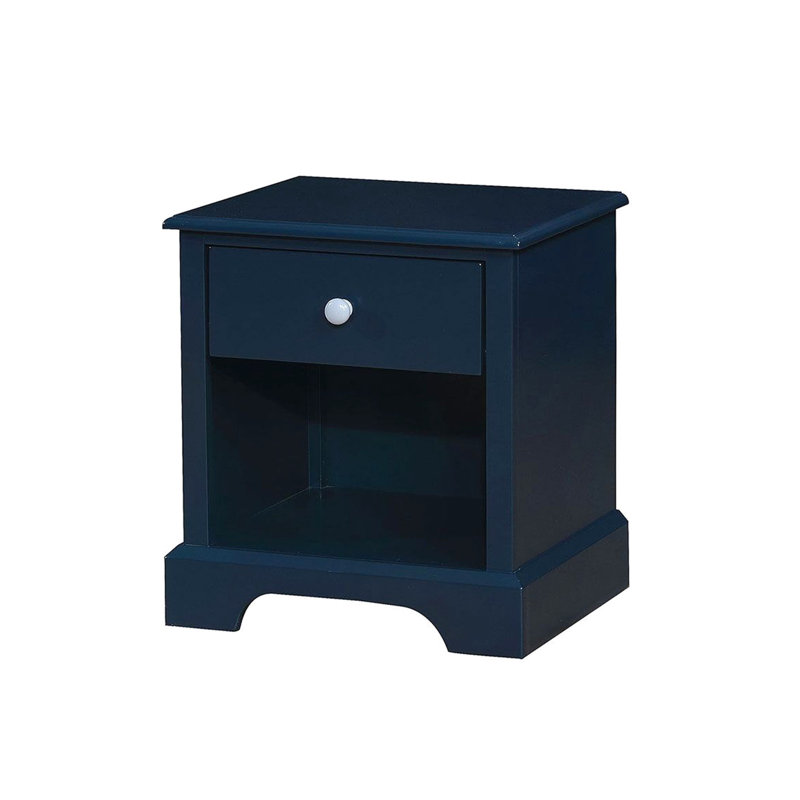 Table de chevet en bois bleue pour chambre à coucher - Mobilier de loisirs créatifs, 1 tiroir et tablette inférieure