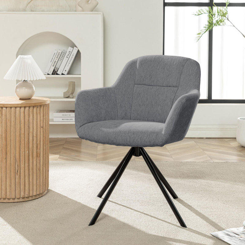 Chaise pivotante en tissu avec pieds en acier Elowise, Gris