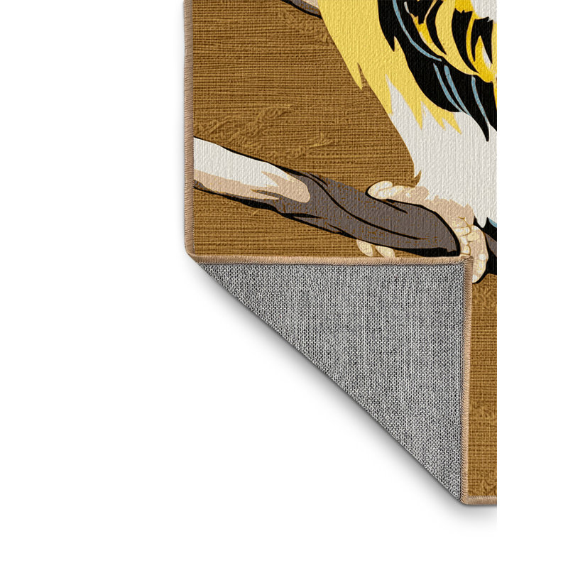 Tapis lavable jaune à chevron perruche, Rond 8 pi