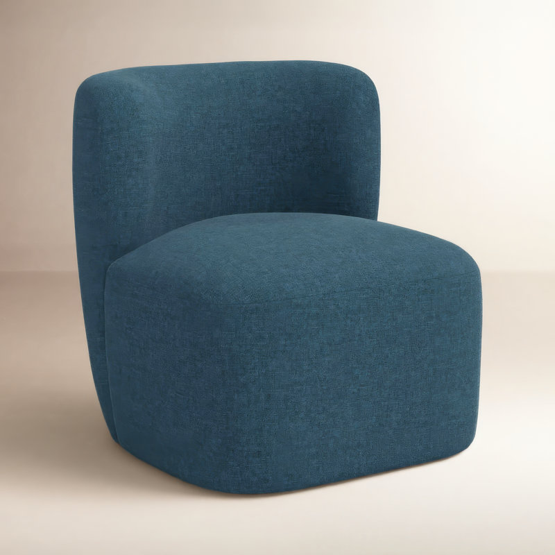Mariza 28" W Swivel Lounge Chair, Zuma Navy Textured Linen