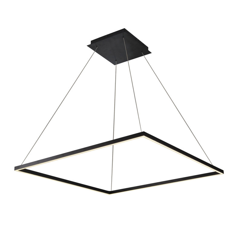 Black Square LED Chandelier with Adjustable Height