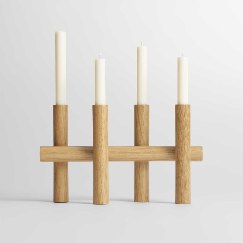 Tally Candelabra, White Oak