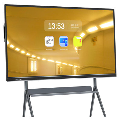 JYXCN 75" 4K Touch Screen Smart Board, Dual OS Digital Interactive Whiteboard for Classroom, Office and Advertising