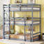 Natural Rubber Wood Triple Watsons Bunk Bed Featuring Two Built-In Ladders, Guardrails, And Detachable Design-1647144994