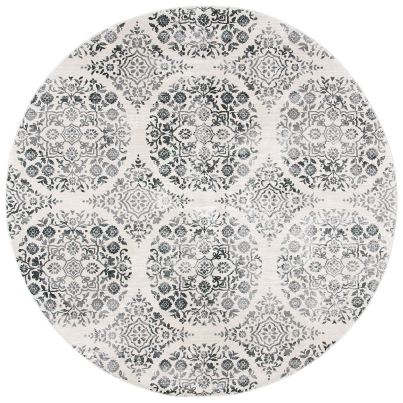 Delmer Performance Geometric Rug, Round 6'7"