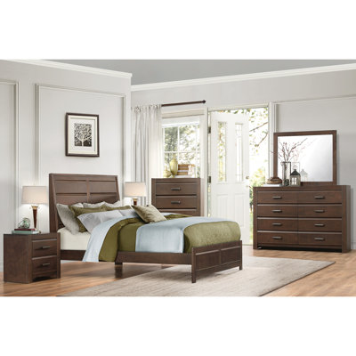 Contemporary King Size Bed Of Wood - -Colored With Required Foundation And Box Spring Bedroom Furniture In Color Wooden Rails & Headboard