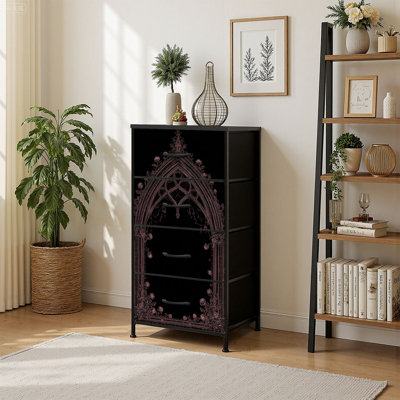 Commode à 4 tiroirs avec rangement vertical et victorien foncé