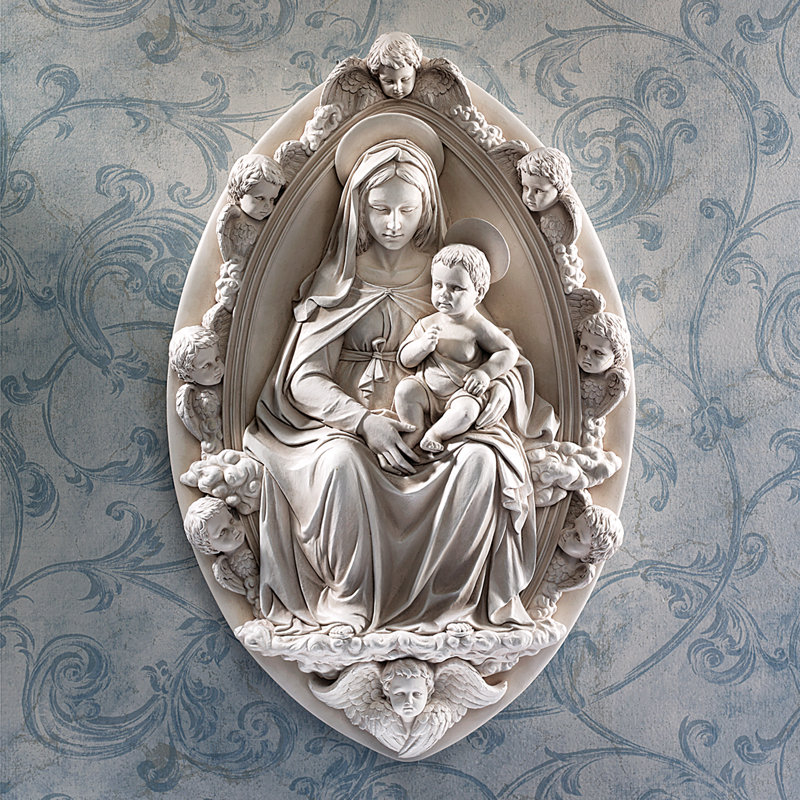 Sculpture murale Madone et enfant