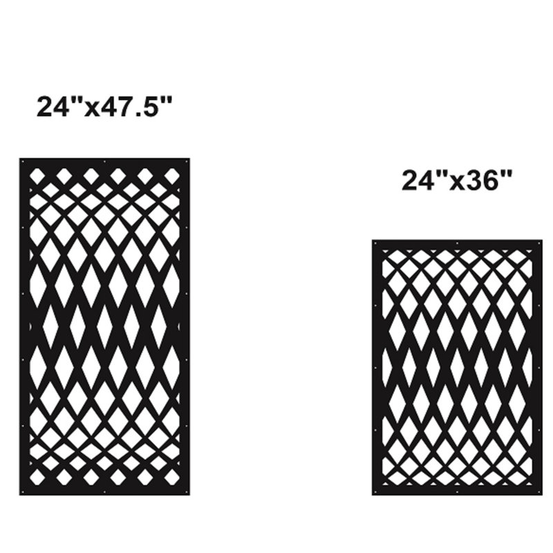 Panneau d'intimité en aluminium découpé au laser à motif géométrique Dime, Veine d'or, L 36 po x H 60 po