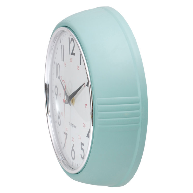 Retro Mint Green 10-Inch Plastic Wall Clock