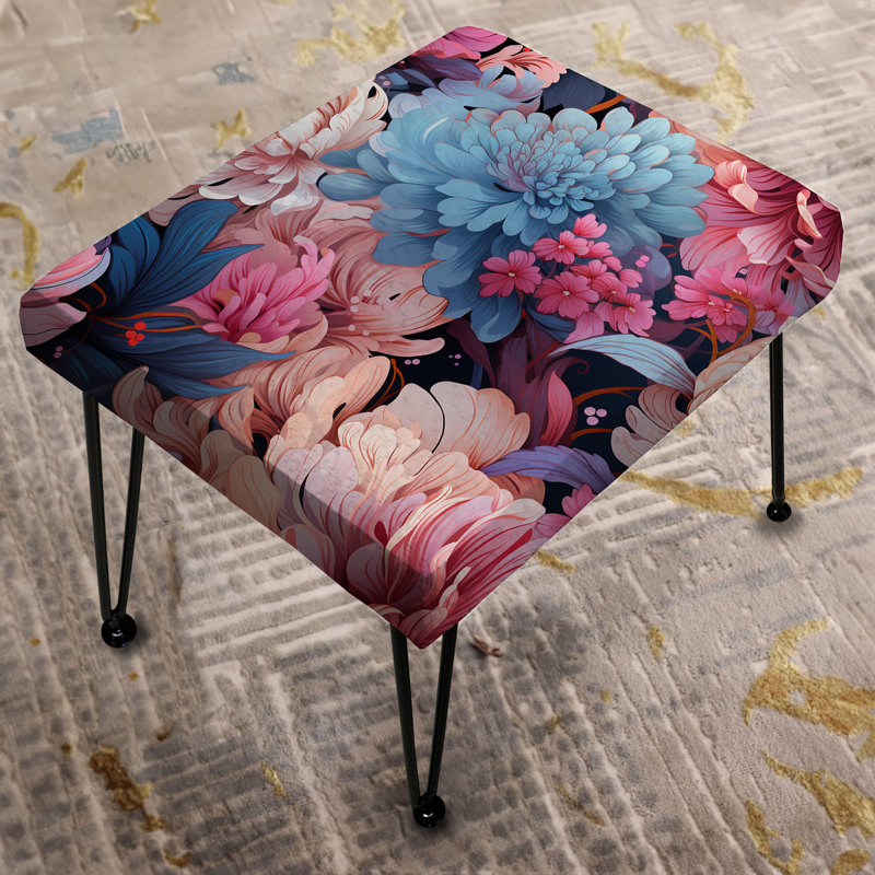 Repose-pieds floral mauve et rose