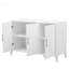 Buffet ondulé 3 portes U-Style avec pieds en pin massif, finition peinte pour un rangement polyvalent et une présentation dans plusieurs pièces-1076702040