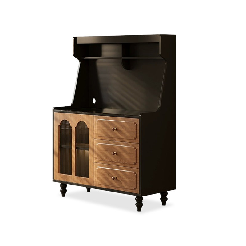Buffet en noyer massif et bois manufacturé, H 56,69 po x l 40,55 po x P 17,72 po