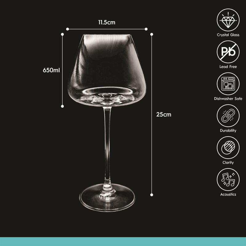 Crystal Red Wine Glass, Set of 24, 650ml