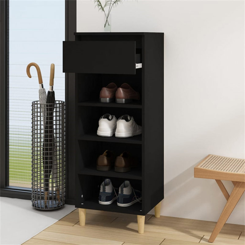4 Pair Shoe Storage Cabinet, Black