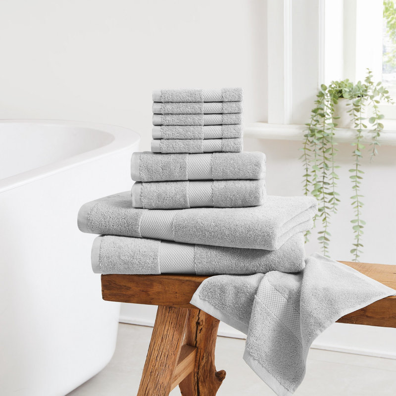 Cannon 10 Piece Turkish Towel Set, Gray