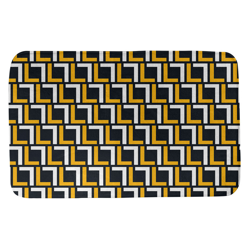 Tapis pour salle de bain Baltimore, l 17 po x L 24 po, Black/Gold/White