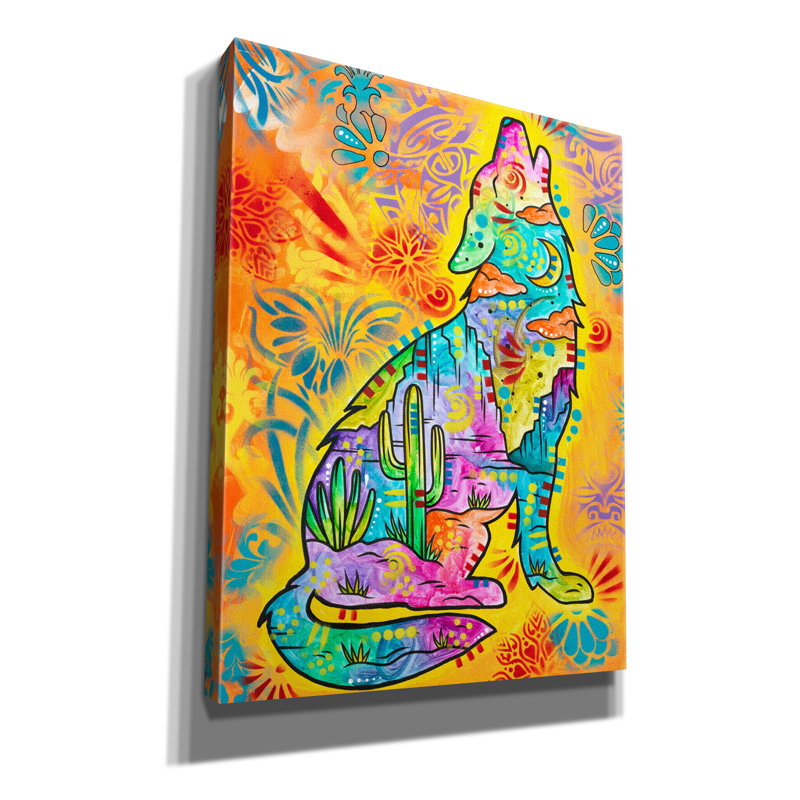 «Coyote Howl» par Dean Russo, art mural sur toile, H 34 po x l 26 po x P 1,5 po