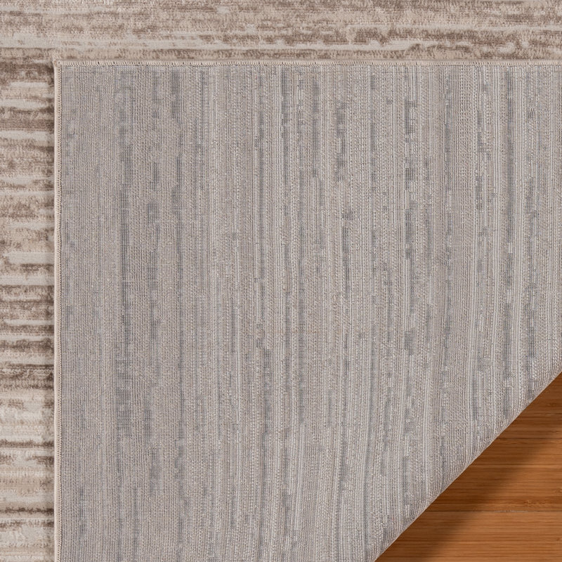 Migliore Osian Modern Striped Ombre Soft High-Low Beige Cream Gold Area Rug, Runner 2'2" x 6'