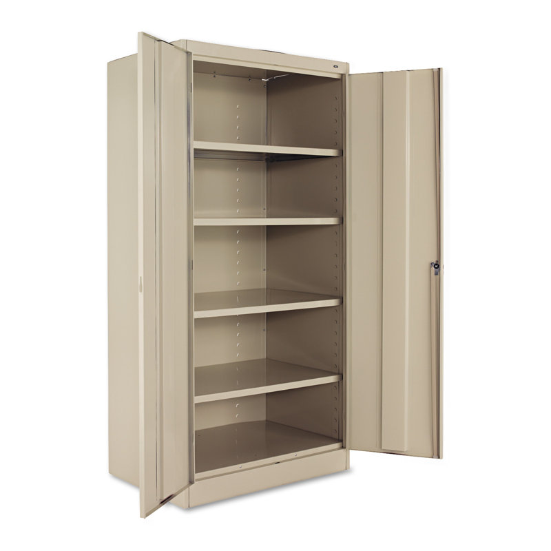 Tennsco Deluxe 72" Putty Steel Office Storage Cabinet with Adjustable Shelving