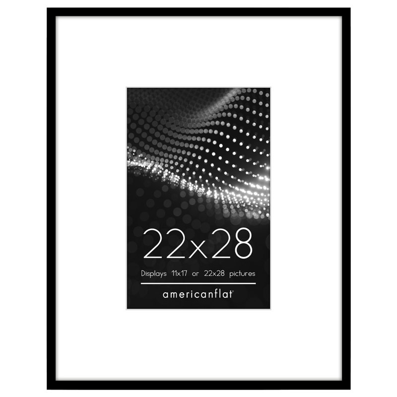  Cadre photo 22 x 28 - Utiliser comme cadre 11 x 17 avec passe-partout ou cadre 22 x 28 sans passe-partout - Cadre photo fin avec plexiglas poli - noir