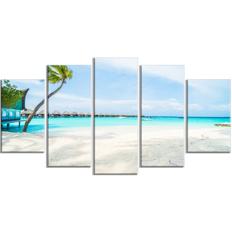 « tropical maldives island », ensemble de 5 reproductions d’art sur toiles tendues