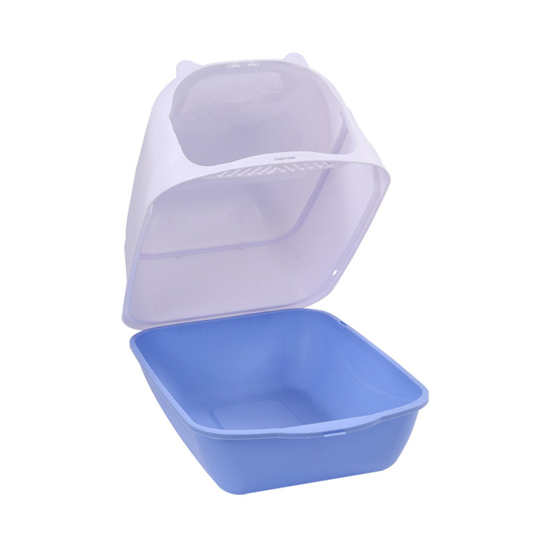 Polyethylene Plastic Litter Box with Scoop, Blue