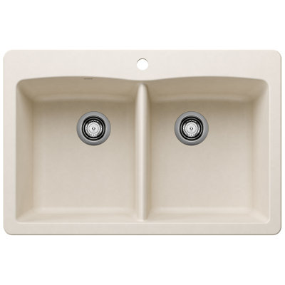Évier de cuisine à double cuve à montage double 50/50 Diamond SILGRANIT 33 po - blanc doux Diamond