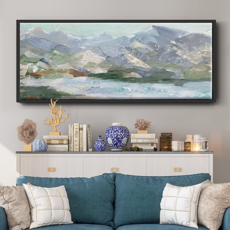 " Pastel Mountain View I ", 8" H x 20" W x 1.5" D, Black