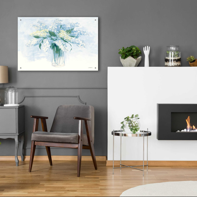 «Contemporary Lilac Blue» par Carol Rowan, art mural en verre acrylique, 16 po x 12 po, H 24 po x l 36 po x P 0,2 po