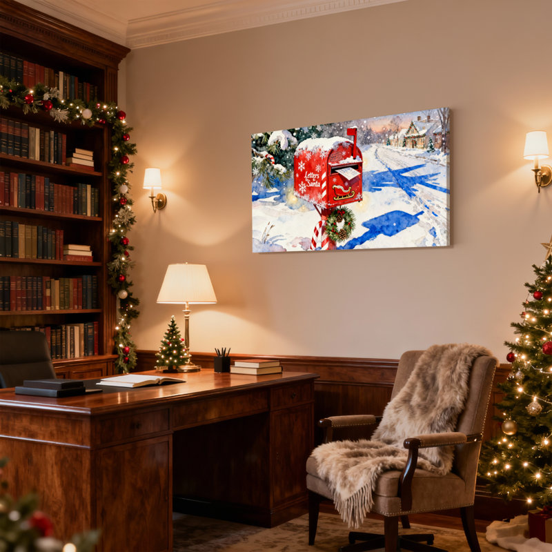 «Christmas Christmas Boxbox Snowy Winter Scene», ensemble de 3 impressions d'art sur toile, H 20 po x l 30 po