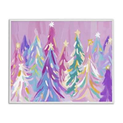 Abstrait d'arbres de Noël pastel encadré, estampe numérique, conception par Arlington Prints