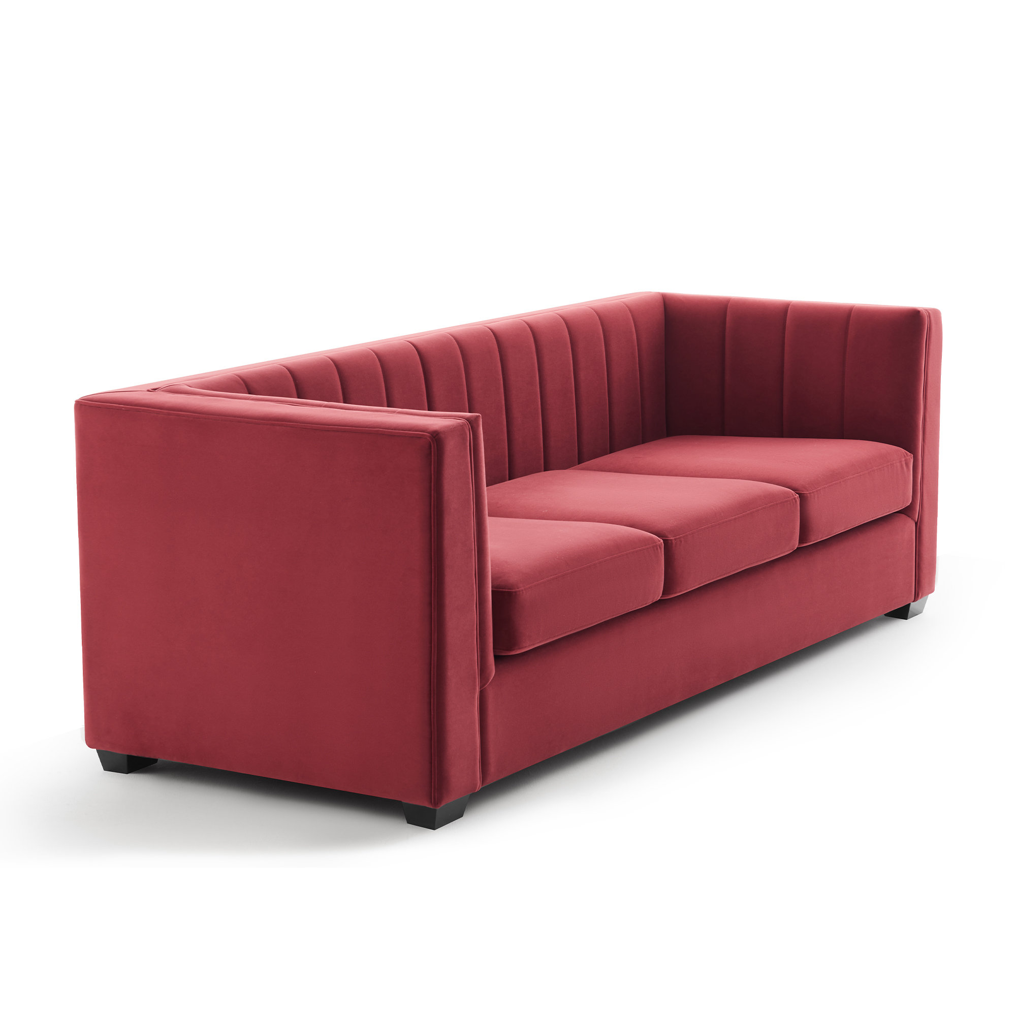 Allard Velvet Living Room Sofa, Burgundy Chenille
