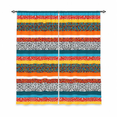 2 pièces de rideaux en patchwork bohémien, motif rayé vibrant, tissu double saison, style rétro, filtrage de la lumière et protection de la vie privée, conception à passe-tringle, pour le salon, la chambre à coucher, le balcon, la cuisine