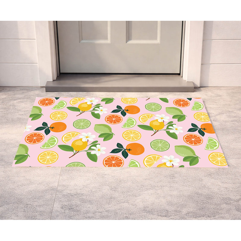 Paillasson Sunny Citrus, Rose, L 17 po x L 24 po