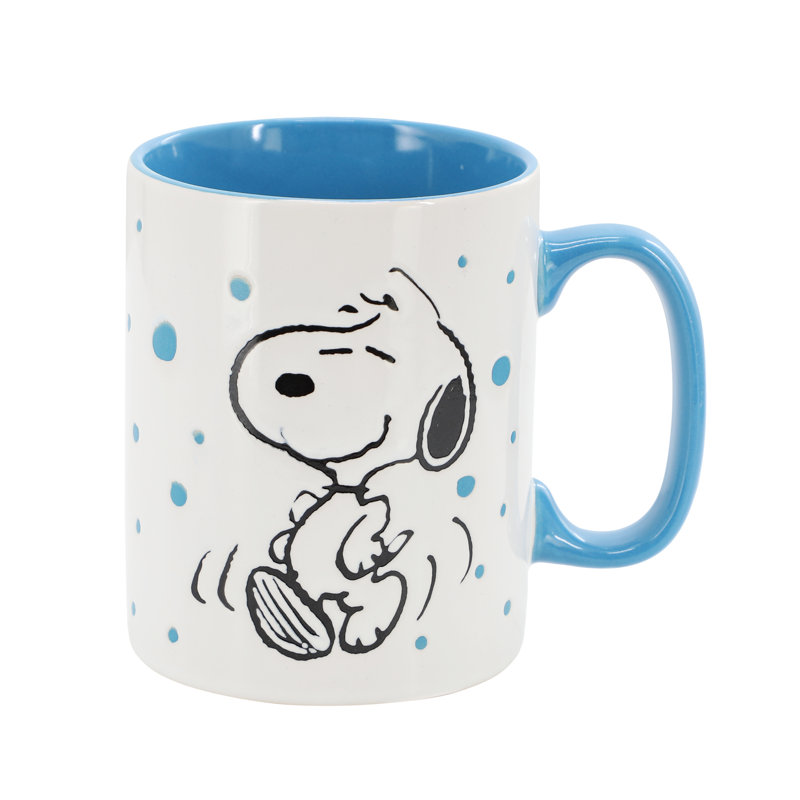 Gibson Peanuts 4 Piece 17 Ounce Stoneware Mug Set in Blue