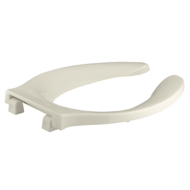 Stronghold Elongated Toilet Seat with Integrated Handle and Check Hinge, Almond