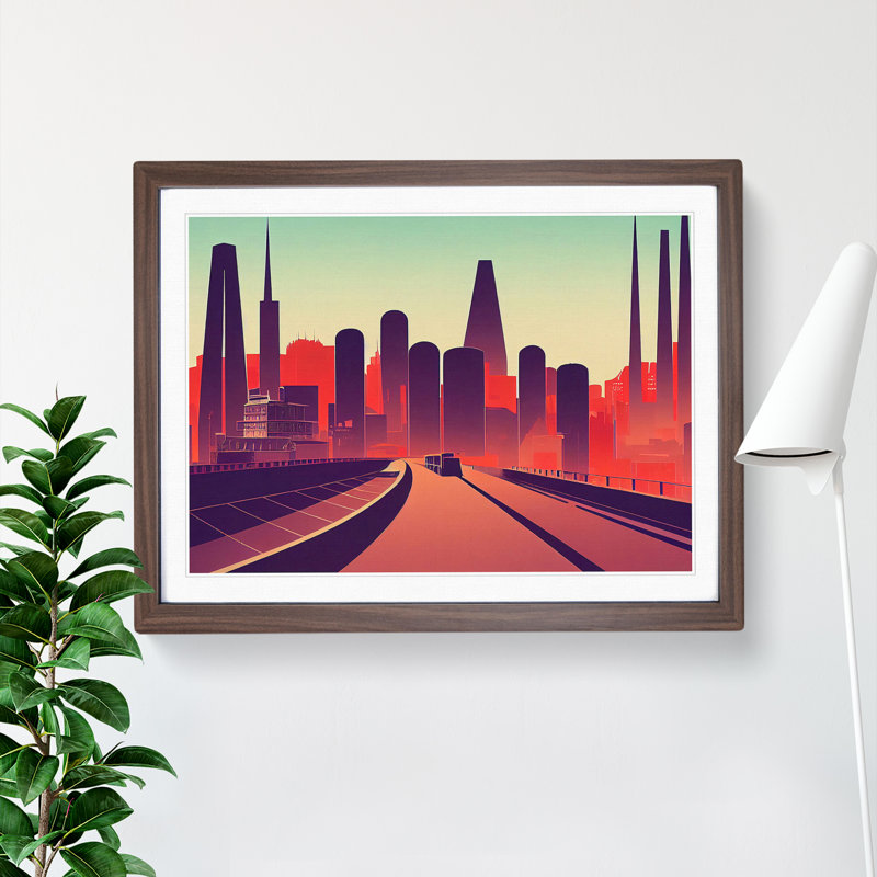 City Skyline Vol.6 - Framed Print, 34cm H x 46cm W x 2cm D, Walnut Framed