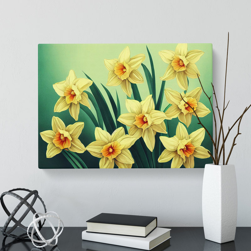 Pleasant Daffodil Flowers - Wrapped Canvas, 35cm H x 50cm W x 3cm D