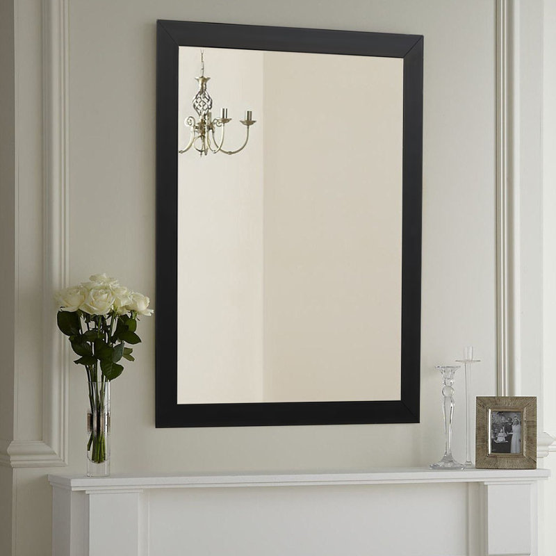 Miroir décoratif moderne, noir, 15,7 po x 21,7 po | Cadre 100% plastique, épaisseur: 1,2 po | Élégant et élégant