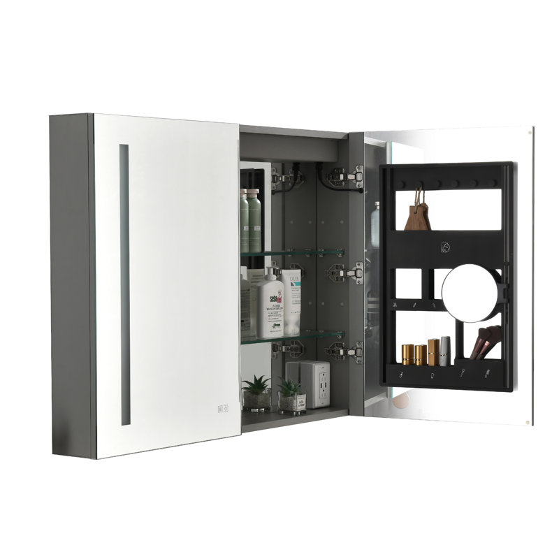 40 po X P 30 po Grande armoire à pharmacie rectangulaire en aluminium avec miroir H H