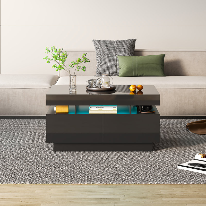 Frame Coffee Table with Storage, Black