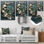 Or et fleurs blanches sur pierre bleue II - art mural en métal Geode Stone-1686715867