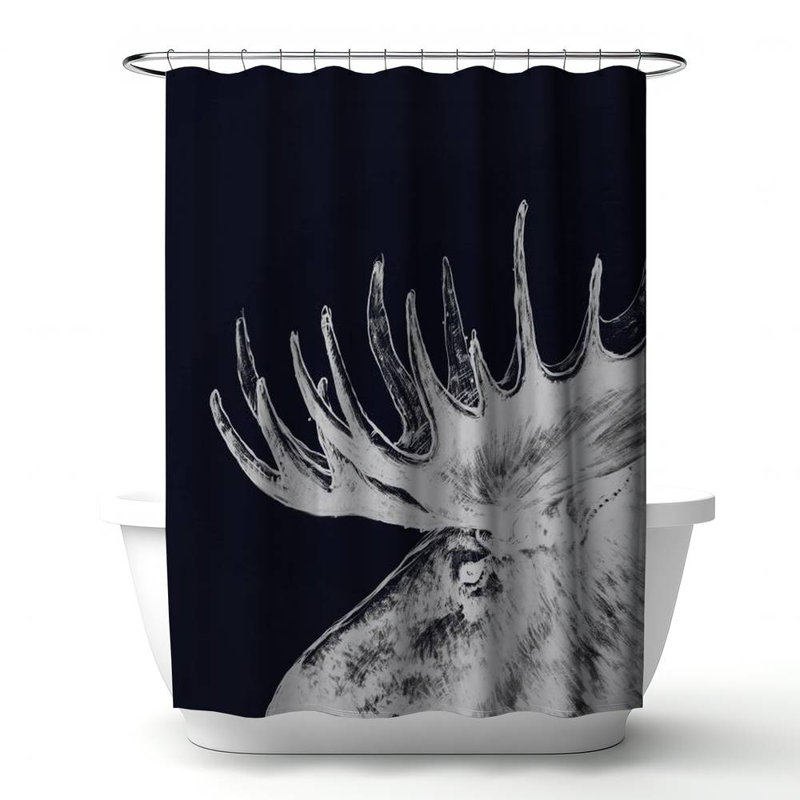 Shower Curtain AN473 – Polyester Shower Curtain, Dye Sublimation Print, 71" W × 74" L, Black/Gray