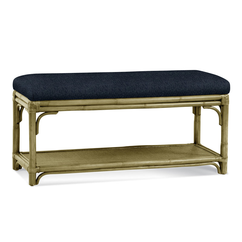 Banc de rangement en osier Summer Retreat, Laiton, Performance Crypton bleu marine; 0822-61