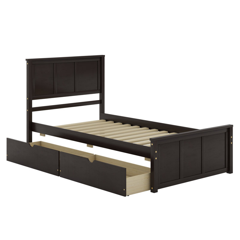 Platform Storage Bed,Drawers With Wheels, Espresso