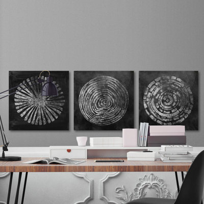Triptyque cercle argenté