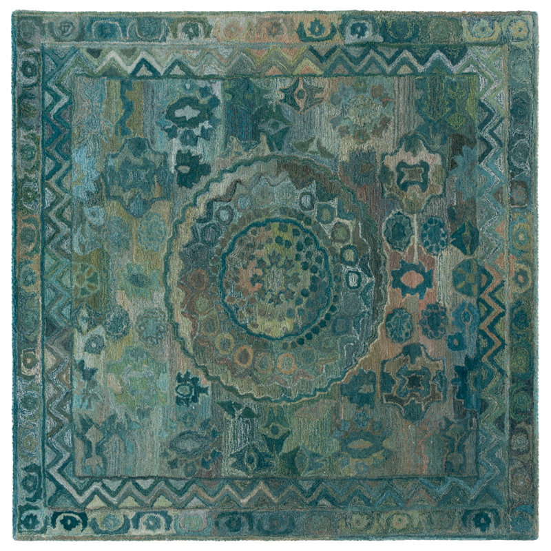 Maglena Hand Tufted Performance Southwestern Rug, Square 6'